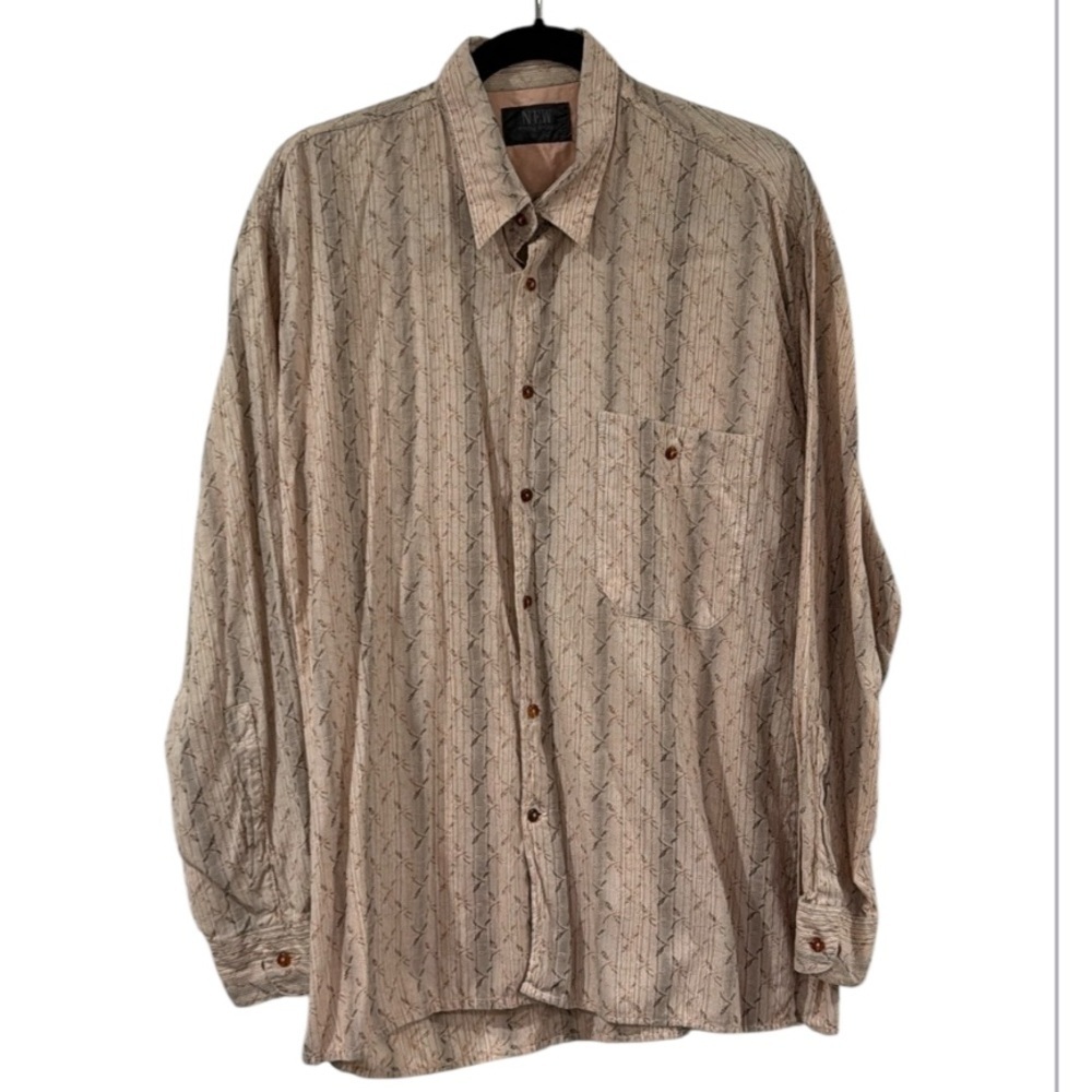 Vintage Italian Ping Pong Pale Pink & Brown Printed Cotton Blend Shirt Size M - Picture 12 of 12